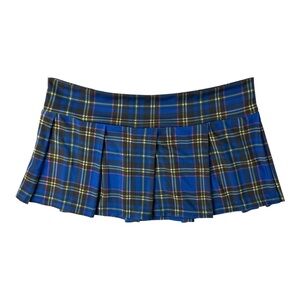 Music Legs Blue Tartan Plaid Mini Lingerie Skirt